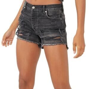 Free People Montero Black Maggie Distressed Shorts Sz 26 NWT